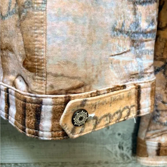 Dolcezza | Women's S - Lightweight Full Abstract Art Graphic Jacket, Blue/Tan - Picture 5 of 7